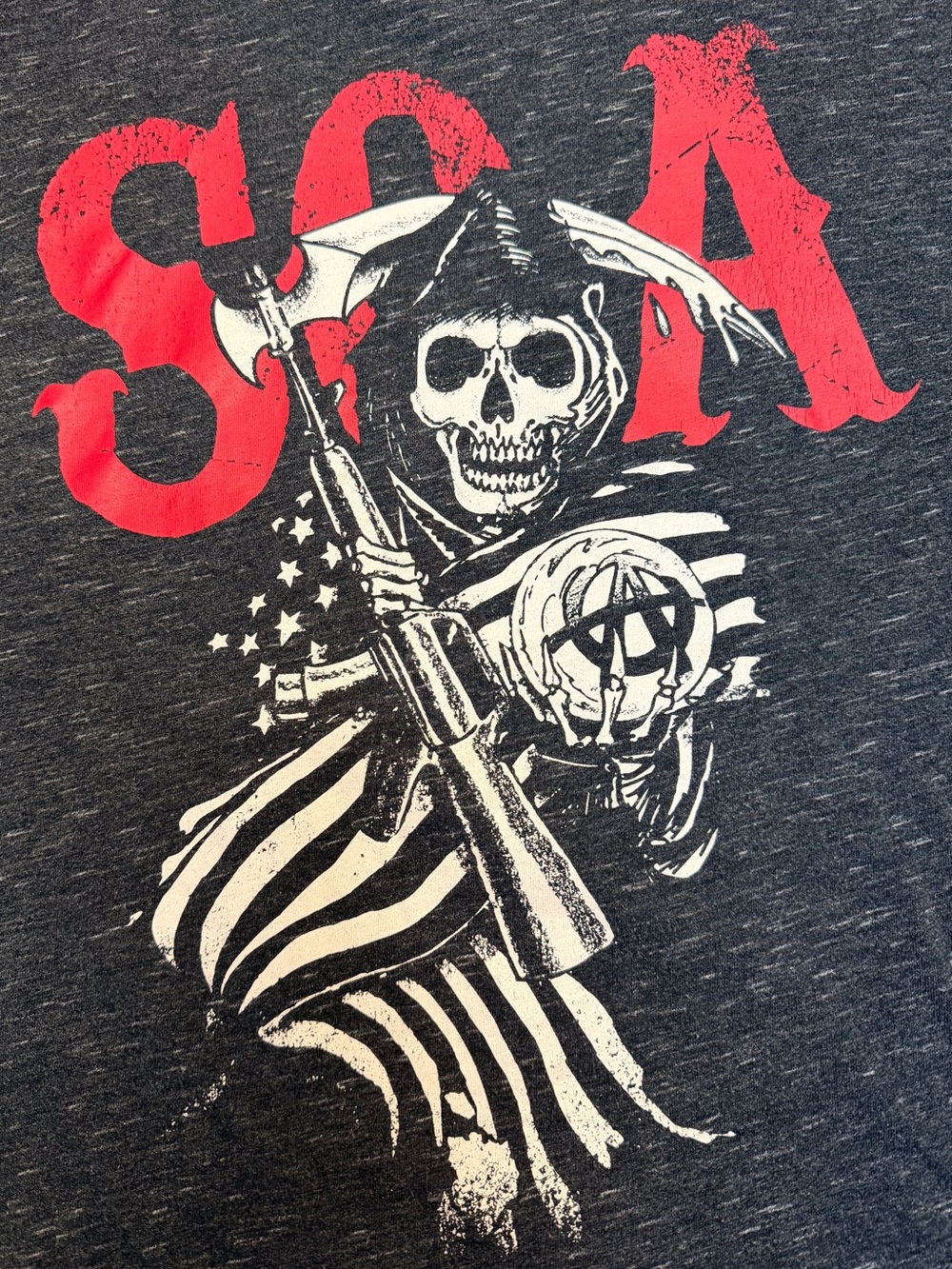 Sons of Anarchy Mens Reaper Red Black Long Sleeve Shirt Size Large Cotton Polyes